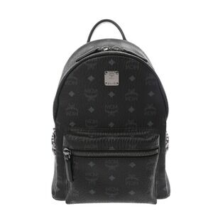MCM Side Stud Backpack Black Leather Rucksack Daypack